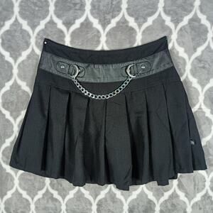 Royal Bones Mini Skirt Small Black Pleated Chain Belt Gothic Punk